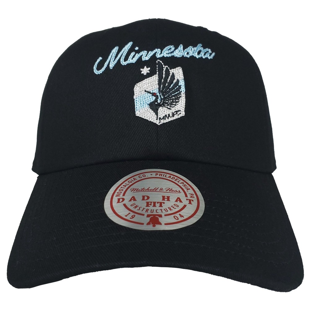 Minnesota FC Mitchell & Ness MLS Dad Hat Cap Chain Stitch Logo Black NWT